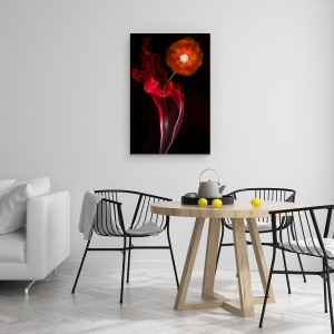 Tablou canvas - Floare Rosie, Alb-Negru, Floare, Vaza, Fum, 60 x 90 cm - Img 4