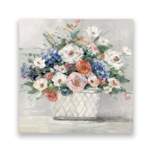 Tablou Canvas - Floral, Flori, Buchet, Vaza, Pictura, Multicolor, 60 x 60 cm