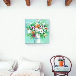 Tablou decorativ canvas floral cu buchet multicolor