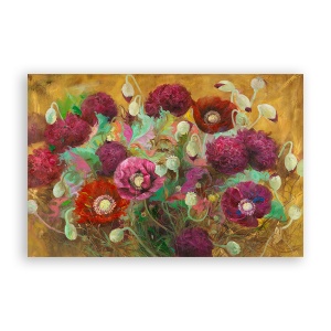 Tablou Canvas - Floral, Flori de maci, Buchet, Rosu, 60 x 90 cm