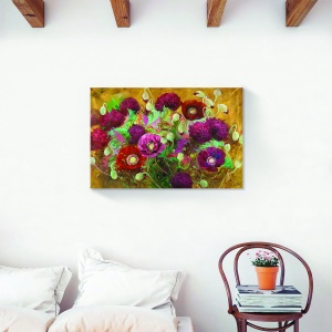 Tablou canvas decorativ floral cu buchet de maci roșii