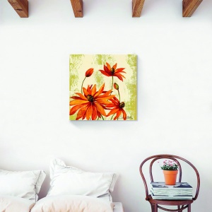 Tablou canvas floral vintage portocaliu 60x60 cm