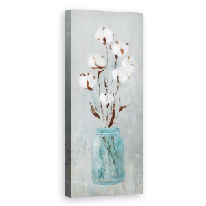 Tablou canvas - Flori Albe, Vaza De Sticla, Pictura, 30 x 90 cm