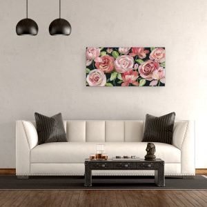 Tablou canvas - Flori, Catifea Rosie, Pictura, 50 x 100 cm - Img 2