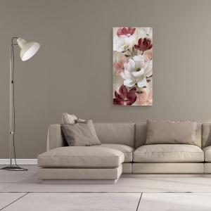 Tablou canvas - Flori, Flori De Primavara, Alb, Roz, Rosu, Pictura, 50 x 100 cm - Img 2
