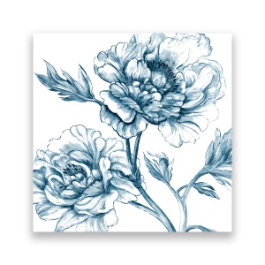Tablou Canvas - Flori, Trandafiri, Alb-Albastru, 60 x 60 cm