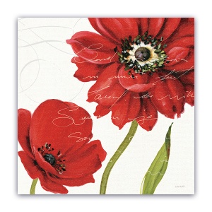 Tablou Canvas -Flori, Vintage, Mac Rosu, 60 x 60 cm