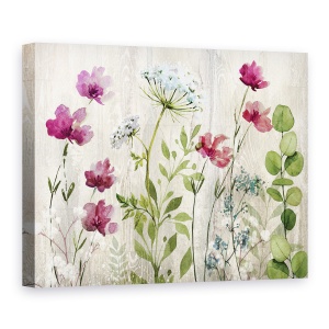 Tablou canvas - Flori, Violet, Alb, Roz, Albastru, Pictura, 75 x 100 cm