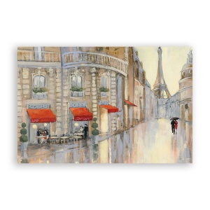 Tablou Canvas - Franta, Paris, Turnul Eiffel, Oras, Cladiri, Oameni, Umbrela, 60 x 90 cm