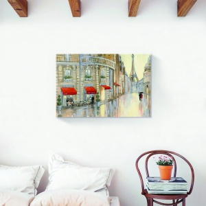 Tablou canvas Paris cu Turnul Eiffel și umbrele colorate