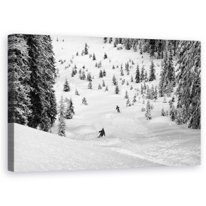 Tablou canvas - Freerideri, Actiune, Alb-Negru, Peisaj, Schi, 50 x 80 cm