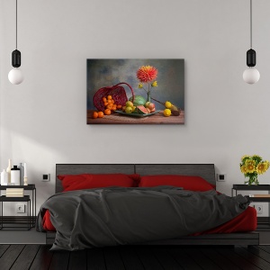 Tablou canvas - Fructe, Natura moarta, Fructe, Portocale, Pere, 80 x 120 cm - Img 3