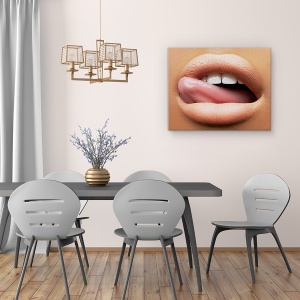 Tablou Canvas - Frumusete Macro, Gura, Dinti, Limba, Buze, Limba, Macro, 60 x 75 cm - Img 4