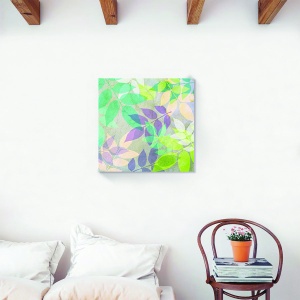 Tablou decorativ frunze turcoaz pe canvas 60x60 cm