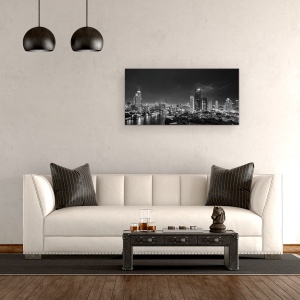 Tablou canvas - Fulger In Bangkok, Furtuna, Noapte, Rau, Canal, 50 x 100 cm - Img 2