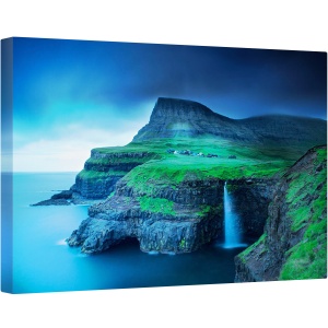 Tablou canvas - Gasadalur, Peisaj, Cascada, Gasadalur, Insula, Vagar, Feroe, 60 x 90 cm
