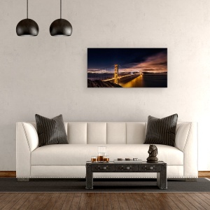 Tablou Canvas - Golden Gate La Stele, Pod, Noapte, San Francisco, 50 x 100 cm - Img 3