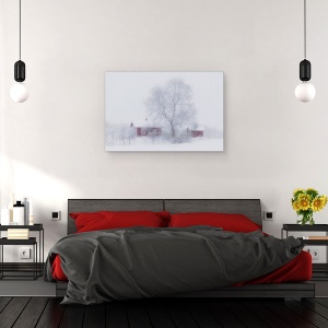 Tablou canvas - Idila De Iarna, Peisaj, Copaci, Suedia, Zapada, 60 x 90 cm - Img 3