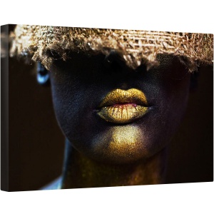 Tablou canvas - Imperfect, Fata, Buze, Aur, Ruj, 60 x 90 cm