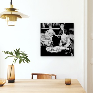 Tablou canvas - Implicare, Strada, Femeie, Paris, Alb-Negru, Oameni, 60 x 60 cm - Img 4
