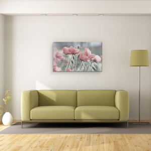 Tablou Canvas - Incet, Floare, Vara, Romantic, Gradina, Roz, Mac, 50 x 80 cm - Img 2