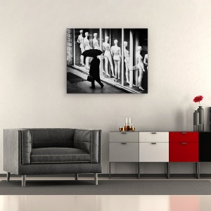 Tablou canvas - Indiferent, Papusa, Manechin, Umbrela, Ploaie, 60 x 75 cm - Img 2