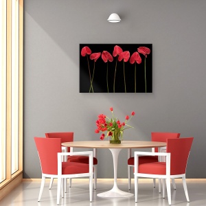Tablou canvas - Inimi Botanice, Floare, Natura Moarta, Rosu, 60 x 90 cm - Img 4