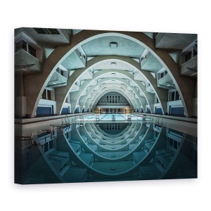 Tablou canvas - Inotand In Noapte, Stuttgart, Hallenbad, Inot, Piscina, Interior, 50 x 70 cm