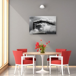 Tablou canvas - Inspectia Zilnica, Poluare, Alb-Negru, Industrie, Cer, 40 x 60 cm - Img 4