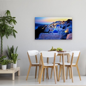 Tablou canvas - Insula Santorini, Grecia, Albastru, Sat, 50 x 80 cm - Img 4