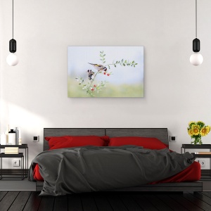 Tablou canvas - Interogatoriu, Cinteze De Aur, Zbor, Bucurie, Iarna, Rosu, 40 x 60 cm - Img 3
