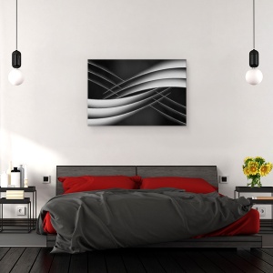 Tablou canvas - Intretesut, Hartie, Film, Abstract, Alb-Negru, Forme, Geometrie, 60 x 90 cm - Img 3