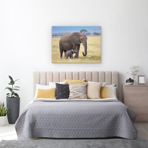 Tablou canvas - Invatare, Elefant, Africa, Copil, Familie, 50 x 70 cm - Img 3