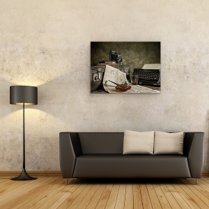 Tablou Canvas - Jonnie Walker Corespondent De Razboi, Camera, Natura Moarta, Vintate, Old, Clasic, 75 x 100 cm - Img 2