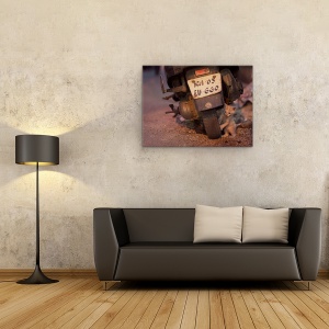 Tablou canvas - Jucandu-Te De-A V-Ati Ascunselea, Strada, Pisica, Motocicleta, 60 x 80 cm - Img 2