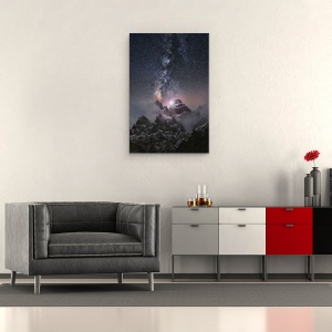 Tablou canvas - La Marginea Lumii, Munte, Calea Laptelui, Stele, Noapte, Rece, 60 x 90 cm - Img 2