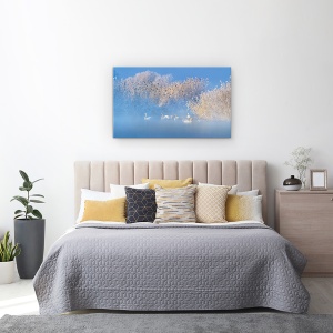Tablou canvas - Lacul Lebedelor Albastre, Iarna, Ceata, 50 x 80 cm - Img 3