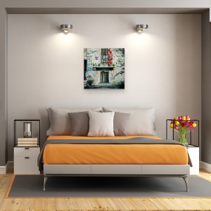 Tablou canvas - Lanturi De Aur, Rosu, Femeie, Rochie, 60 x 60 cm - Img 3