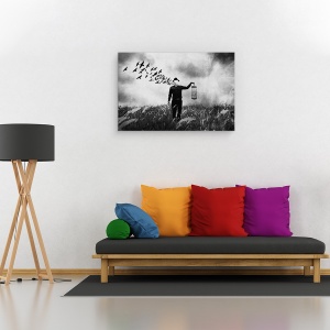 Tablou canvas - Libertate, Textura, Pasari, Cusca, Prins In Capcana, Inchisoare, 60 x 90 cm - Img 2