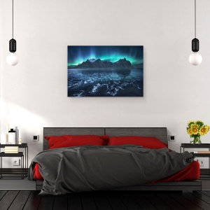 Tablou canvas - Lumea Inghetata, Aurora, Lac, Munte, Peisaj, Inghetat, 80 x 120 cm - Img 3