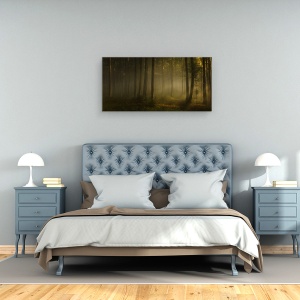 Tablou canvas - Lumina Calda A Diminetii, Peisaj, Padure, Ceata, 50 x 100 cm - Img 3