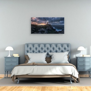 Tablou canvas - Lumina De La Capatul Lumii, Apus De Soare, Peisaj, Mare, Far, Lumina, 50 x 100 cm - Img 3