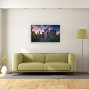 Tablou canvas - Lumina Lunii Deasupra Castelului, Spania, Vizcaya, Noapte, 50 x 80 cm - Img 2