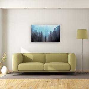 Tablou canvas - Lumina Pentru A Fi Crezut Probabil, Padure, Ceata, Japonia, Munte, Lumina, 50 x 80 cm - Img 2