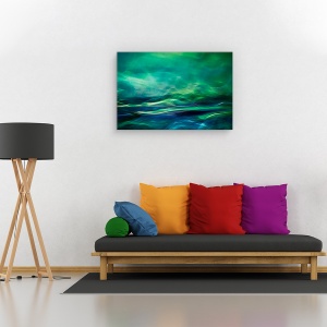 Tablou canvas - Luminile Nordului, Abstract, Verde, Norvegia, Fantezie, 80 x 120 cm - Img 2