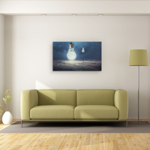Tablou canvas - Luna Ca O Lampa, Editare Creativa, Bec, Becuri, Idee, Idei, 50 x 80 cm - Img 2
