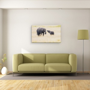 Tablou canvas - Mama Elefant Si Puii, Kenya, Safari, Copil, 50 x 80 cm - Img 2