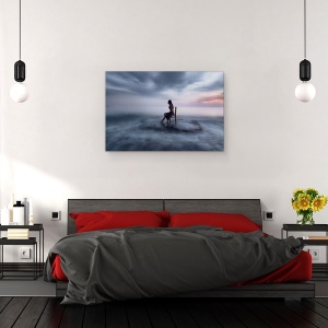 Tablou canvas - Maree, Maree, Femeie, Scaun, Stanca, Mare, Apa, 80 x 120 cm - Img 3