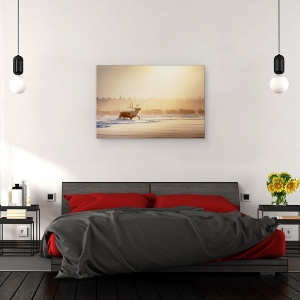 Tablou canvas - Masculul Alfa, Animale, Reni, Iarna, 80 x 120 cm - Img 3