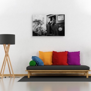 Tablou canvas - Masinistul, Documentar, Alb-Negru, Fum, 40 x 60 cm - Img 2